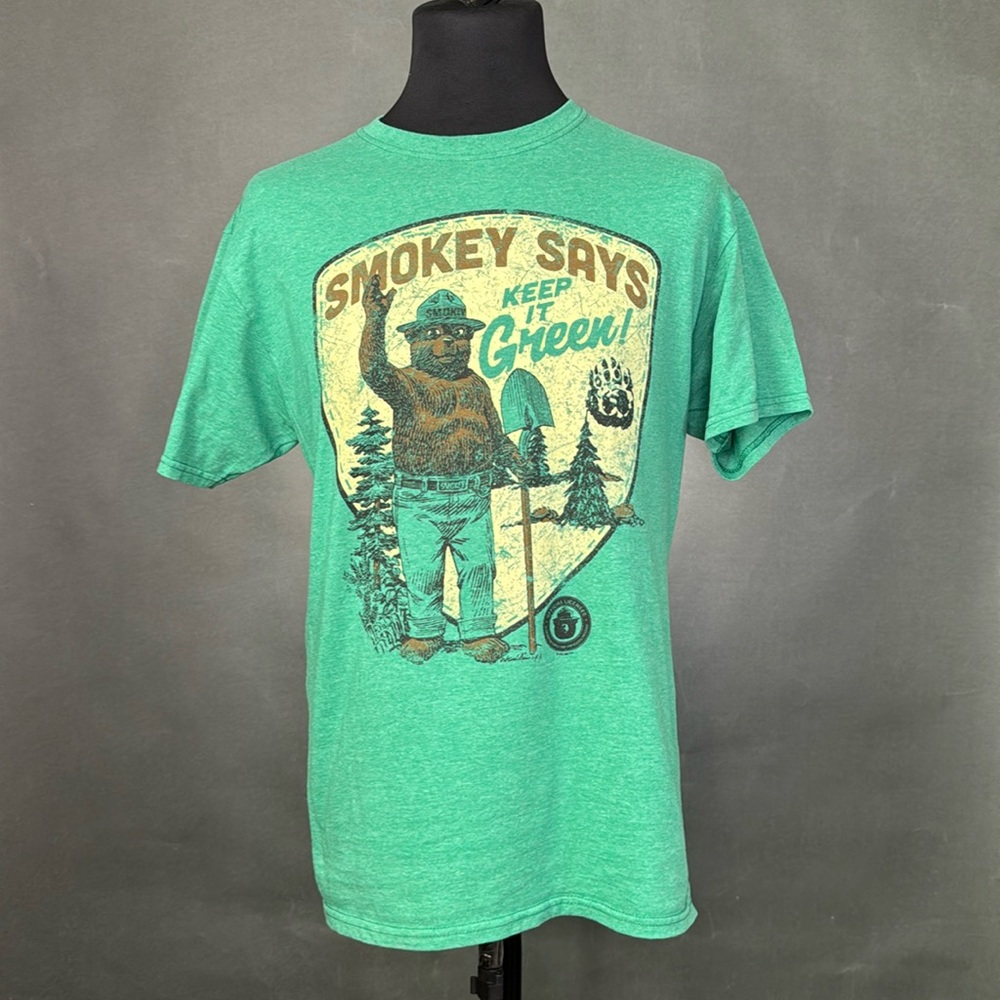 Fruit Of The Loom Smokey Says Keep It Green Men's Retro Graphic Size Medium